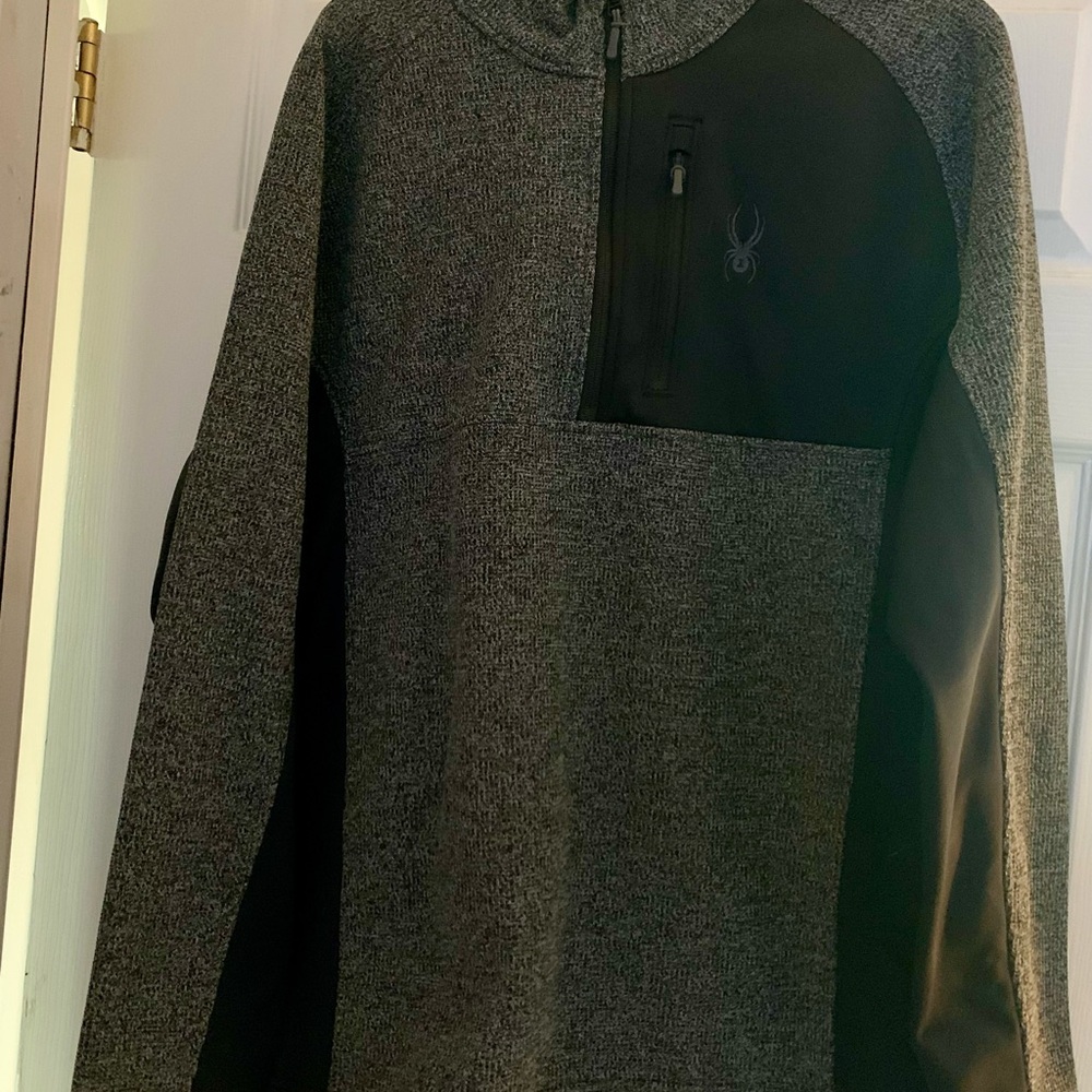 Spyder Men's Charcoal and Black Zip-Up Sweater xxl